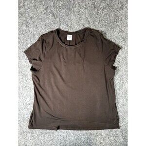 Athleta Active Shirt Womens Small Brown V Neck Short Sleeve Yoga Run Gym Top